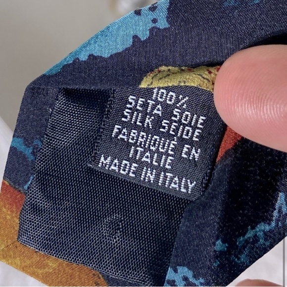 Vintage Boss Hugo Boss Leaf Print Silk Tie - Picture 7 of 8